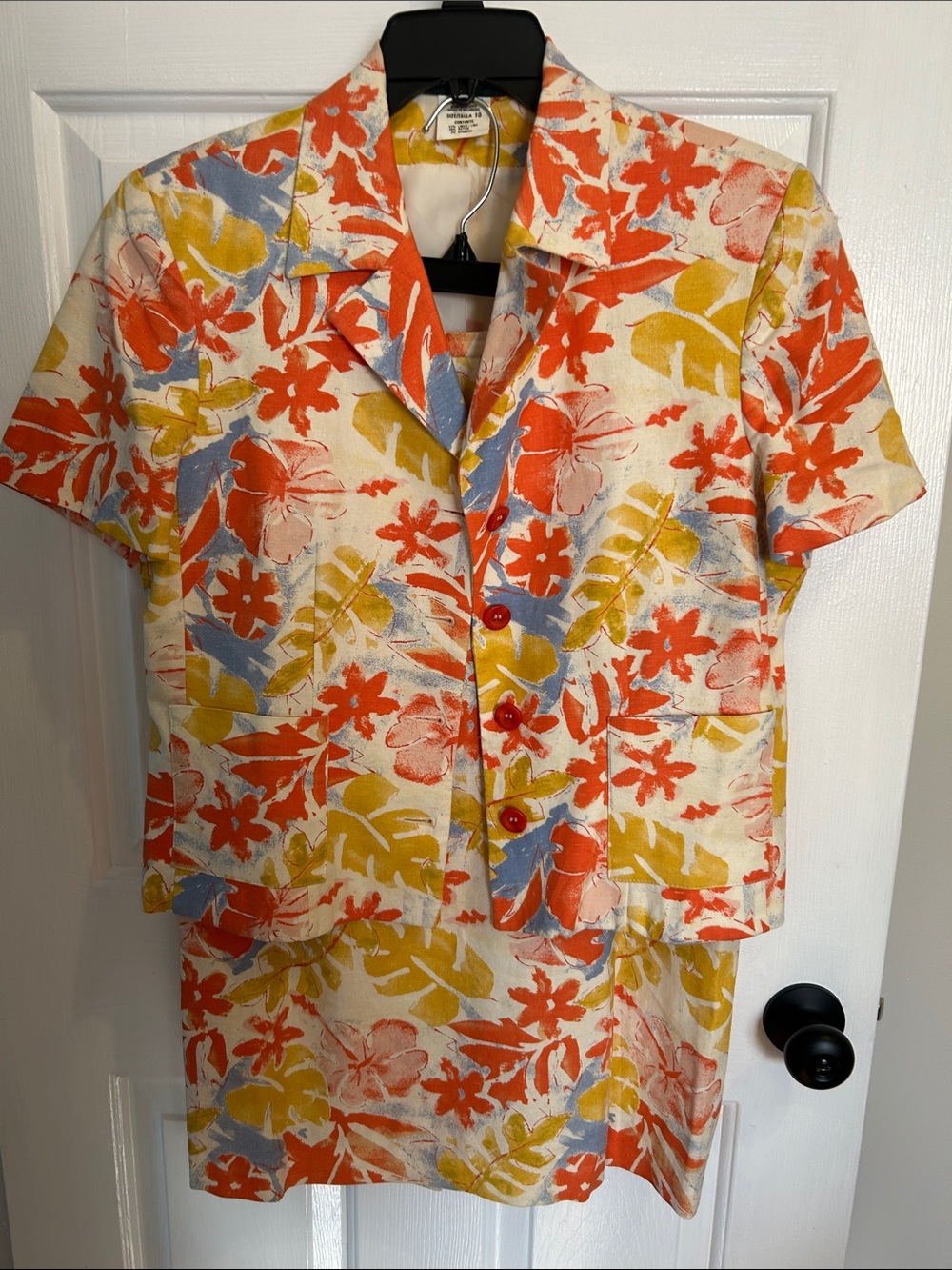 Harve Benard Orange, Yellow & Blue Tropical Floral Suit Set